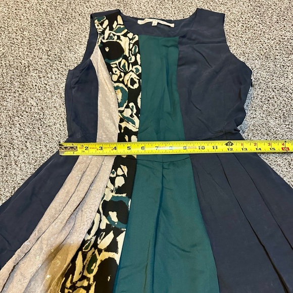 RACHEL RACHEL ROY XS Size 0 Navy Teal Ivory Sequins Retro Fit Flare Dress R $199 - Picture 10 of 14